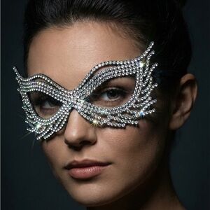 Dom Rhinestone Cat Eye Mask Women's Sparkly New Fetish Masquerade Cosplay Role
